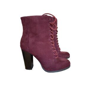Burgundy Cambria Chunky Heel Boots sz 9